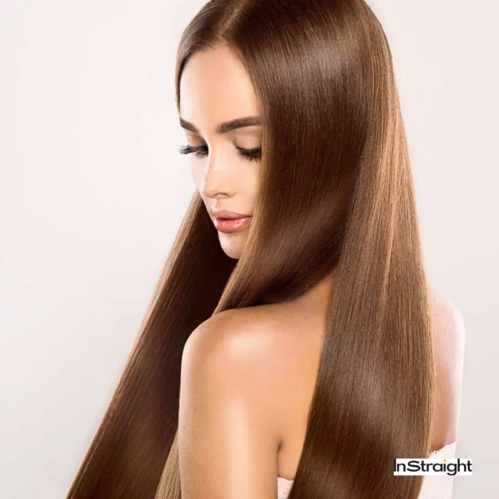 gorgeous lady with long, brown hair